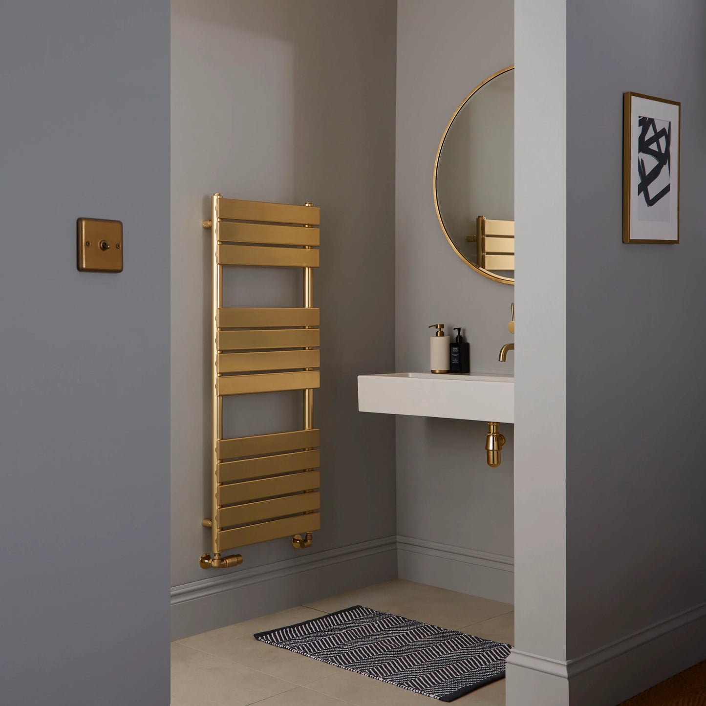 MALIBU DESIGNER BRUSHED BRASS TOWEL WARMER 500X1200MM MAL1200-500BB