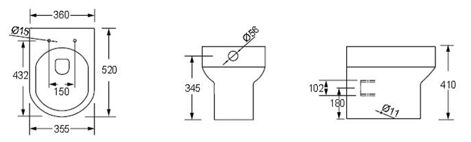 BIJOUX BACK TO WALL TOILET