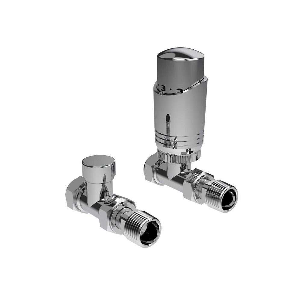 K-DESIGN THERMOSTATIC STRAIGHT TRV & LOCKSHIELD PACK