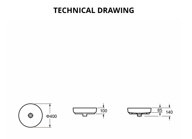 IMEX ELEMENTS ALMA 400MM COUNTERTOP BASIN LW1818