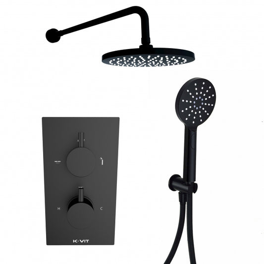 NERO ROUND CONCEALED SHOWER WITH DRENCHER & HANDSET OPTION5