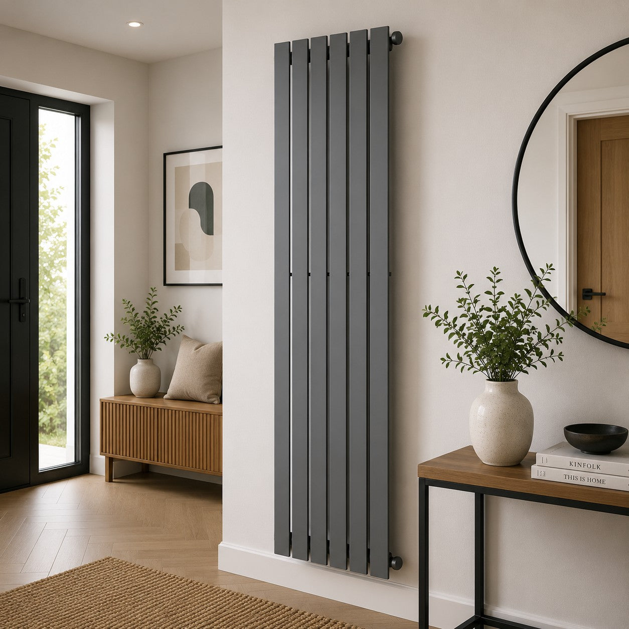 BOSTON ANTHRACITE VERTICAL SINGLE PANEL DESIGNER RADIATOR